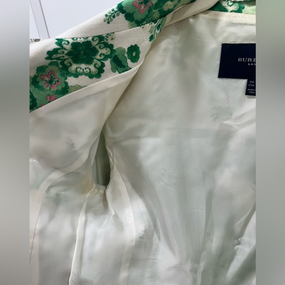 Burberry London linen jacket green floral GUC size 6 - Picture 5 of 8